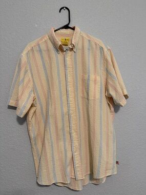 Duck Head Yellow Stripe Short-Sleeve Button Down Shirt 100% Cotton